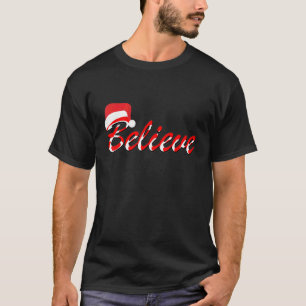Believe Santa Christmas Letter Graphic T-Shirt
