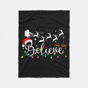 Believe Santa Claus Believe Christmas Matching Paj Fleece Blanket