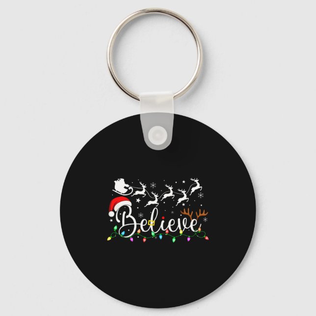 Believe Santa Claus Believe Christmas Matching Paj Key Ring (Front)