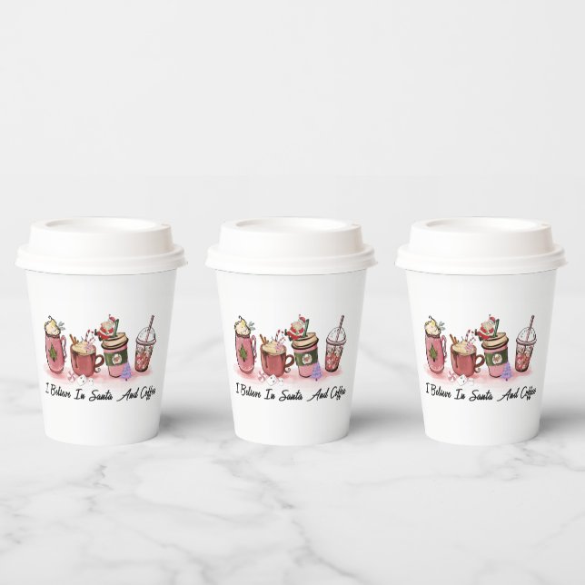 believe  Santa coffee funny party Paper Cups (Multi)