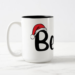 Believe, Santa hat coffee mug. Two-Tone Coffee Mug
