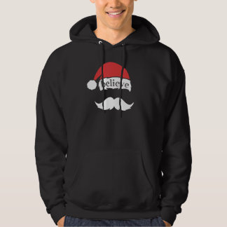 Believe Santa Hat Family Christmas White Moustache Hoodie