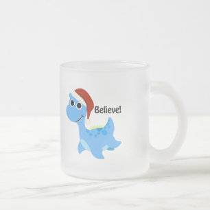 Believe! Santa Nessie Frosted Glass Coffee Mug