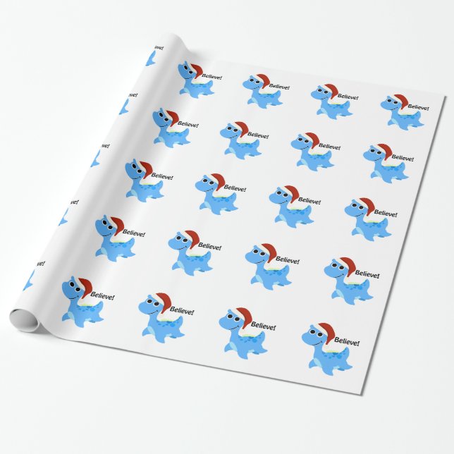 Believe! Santa Nessie Wrapping Paper (Unrolled)