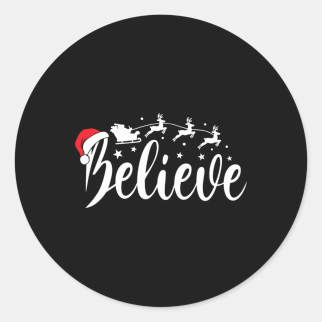 Believe Santa Xmas Pajama Fun Christmas Vibes Men  Classic Round Sticker (Front)