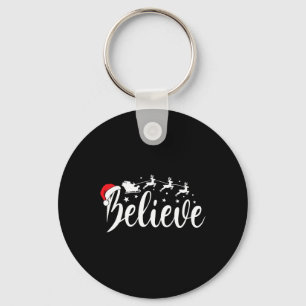 Believe Santa Xmas Pajama Fun Christmas Vibes Men  Key Ring