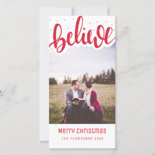 Believe script Christmas Photo Card