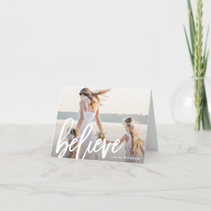 Believe Script Photo Christmas Holiday Card