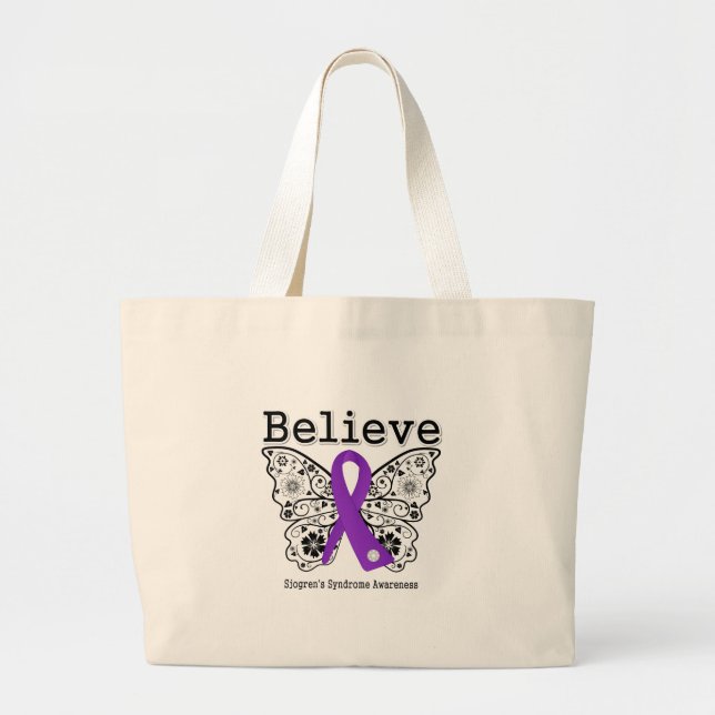 Believe Sjogren Syndrome Large Tote Bag (Front)