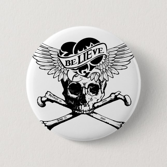 beLIEve Skull 6 Cm Round Badge (Front)