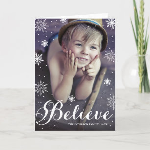 Believe Snowflakes   Folded Holiday Greeting Card