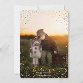 Believe Sparkling Faux Foil Script | Holiday Card