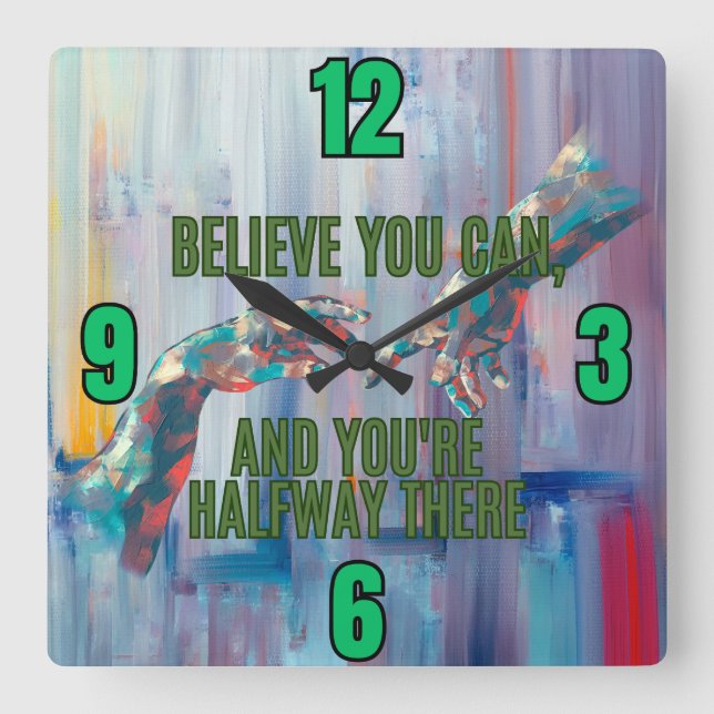 Believe Square Wall Clock (Front)