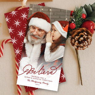 Believe Star Christmas Stylish Holiday Photo Card