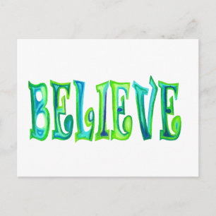 Believe Stensilled Design Postcard