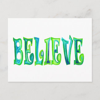 Believe Stensilled Design Postcard