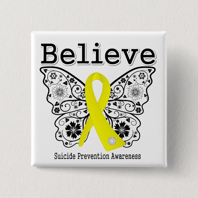 Believe Suicide Prevention Awareness 15 Cm Square Badge (Front)