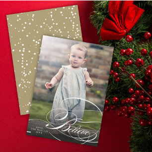 Believe Swash Script Religious Christmas Photo Holiday Card