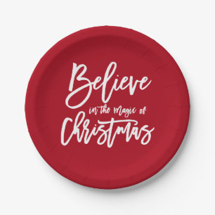 Believe The Magic of Christmas Holiday Greeting Paper Plate