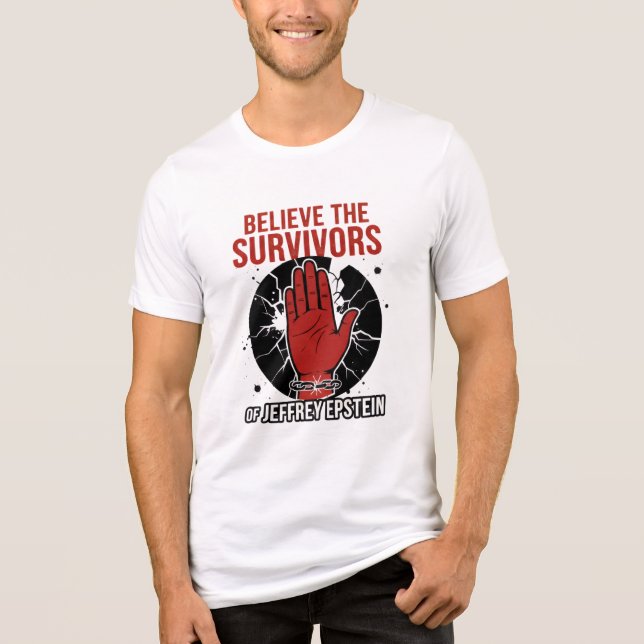 Believe the Survivors of Jeffrey Epstein Tri-Blend Shirt (Front)