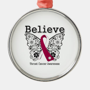 Believe - Throat Cancer Butterfly Metal Tree Decoration