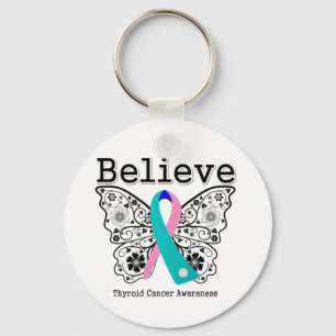Believe - Thyroid Cancer Butterfly Key Ring