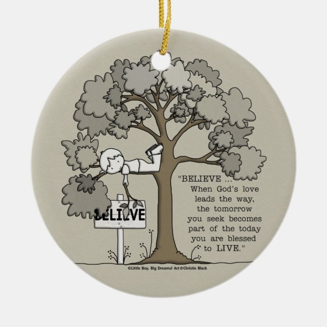 BELIEVE to LIVE Ceramic Tree Decoration (Front)