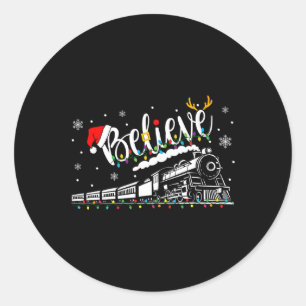 Believe Train Christmas North Pole Polar Express F Classic Round Sticker