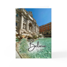 Believe Trevi Fountain Italy Christmas HolidayCard