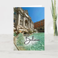 Believe Trevi Fountain Italy Christmas HolidayCard