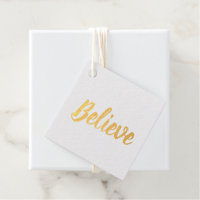 Believe typography minimalist Foil Favour Tag