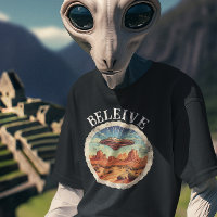 Believe UFO Space Ship Grunge