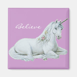 Believe Unicorn Square Magnet