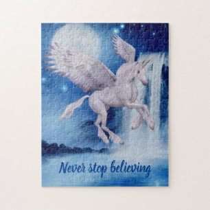 Believe Unicorn Waterfall Inspirational Jigsaw Puzzle