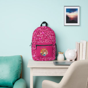 Believe Unicorn with Pink Glitter Printed Backpack