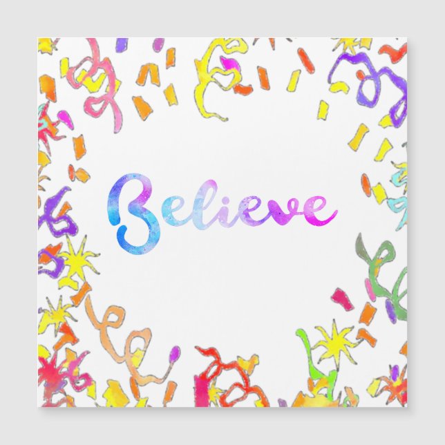Believe Watercolor Typography Confetti Art  (Front)