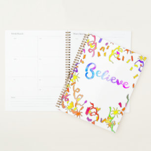 Believe Watercolor Typography Confetti Art Planne Planner