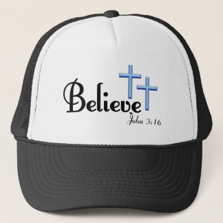 Believe With Blue Crosses Hat/Cap Trucker Hat