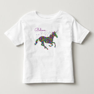 Believe with Colourful Unicorn Toddler T-Shirt