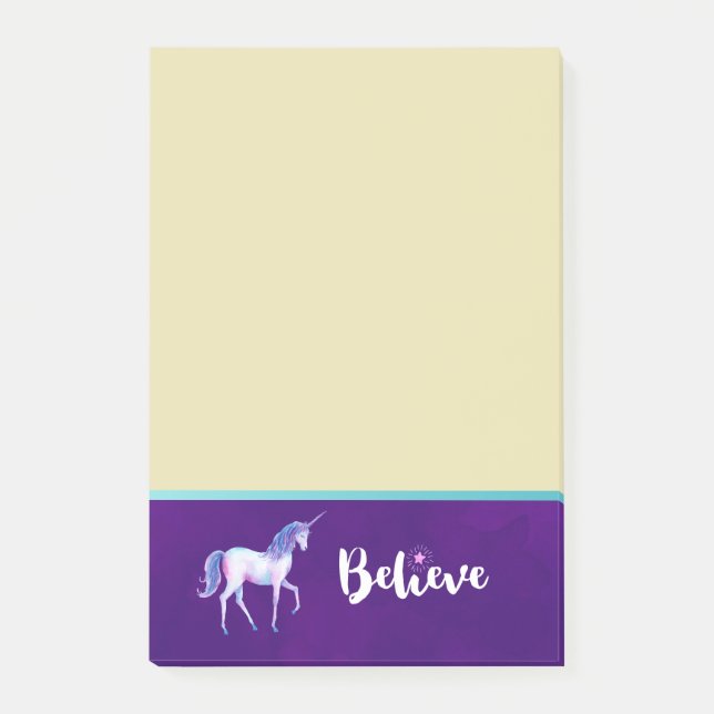 Believe with Unicorn In Pastel Watercolors Post-it Notes (Front)