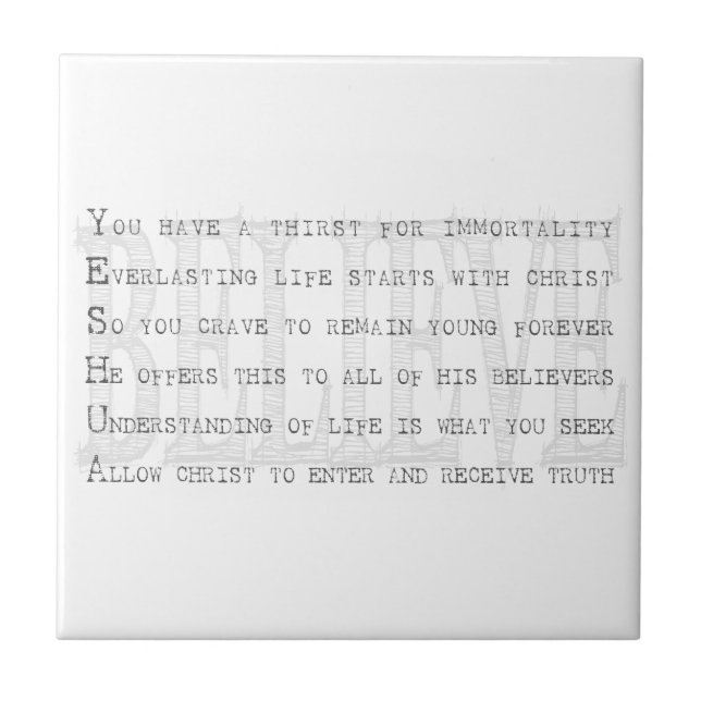 Believe Yeshua. Christian Tile (Front)