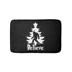 Believe Yeti Bigfoot Sasquatch Christmas Santa Bath Mat