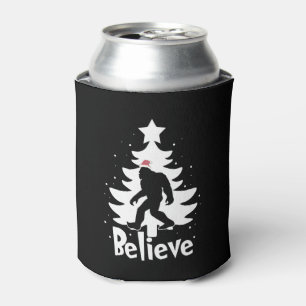 Believe Yeti Bigfoot Sasquatch Christmas Santa Can Cooler