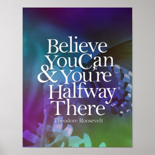 Believe You Can Butterfly Flower Motivational Poster