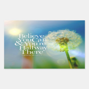 Believe You Can Dandelion Motivational Quote Rectangular Sticker