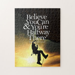 Believe You Can Rock Climber Motivational Quote Jigsaw Puzzle