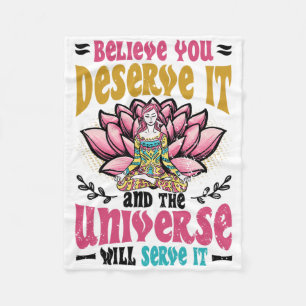 Believe You Deserve It - Positivity Lotus Flower M Fleece Blanket