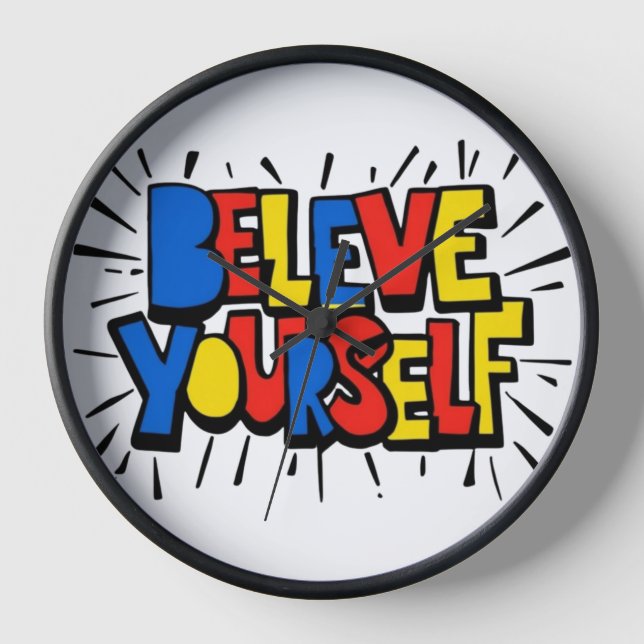 Believe Yourself – Inspirational Minimalist Quote  Clock (Front)