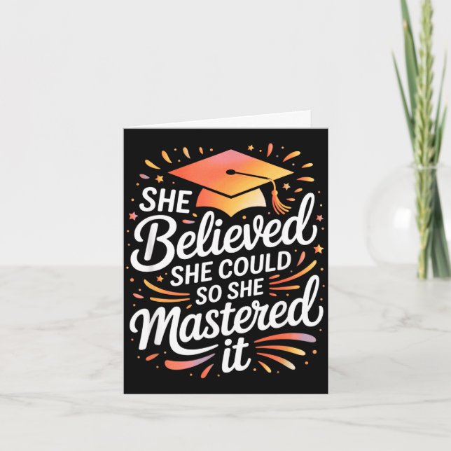 Believed could mastered colourful script card (Front)