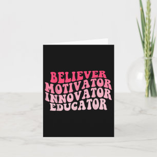 Believer Motivator Innovator Educator Retro Teache Card
